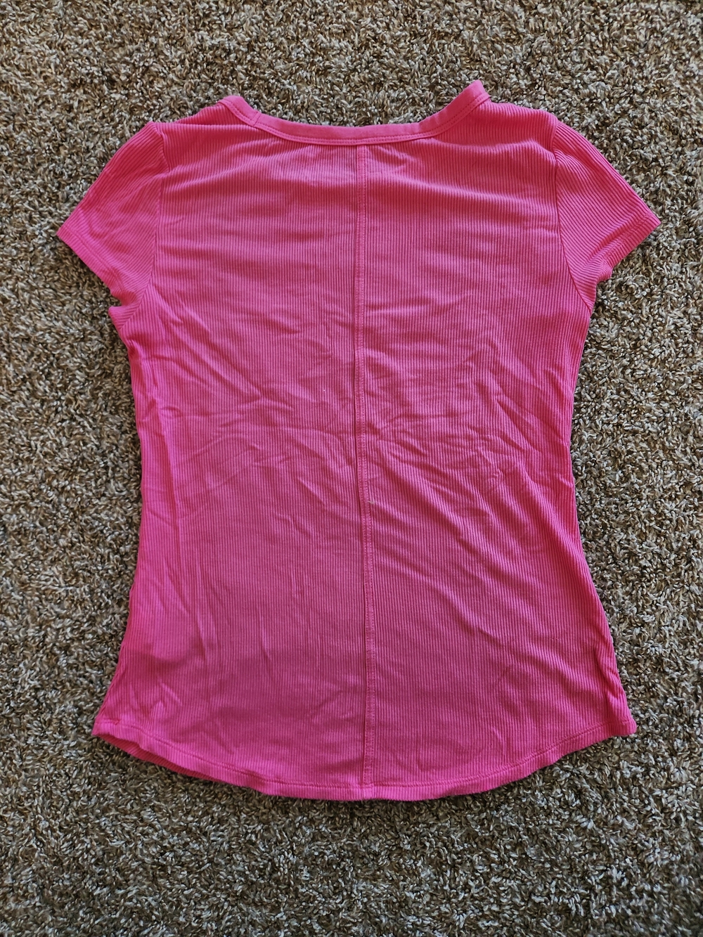 American Eagle Outfitters Bright Pink Ribbed Short Sleeve Tee - Picture 2 of 3